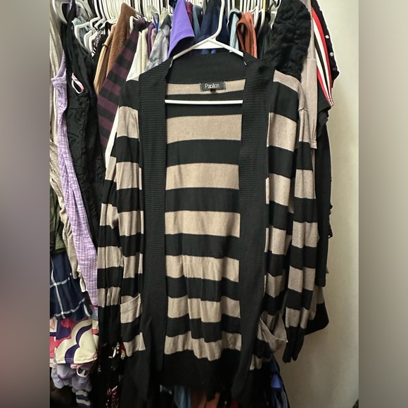 Comfy Tan & Black Striped Sweater - Picture 2 of 5